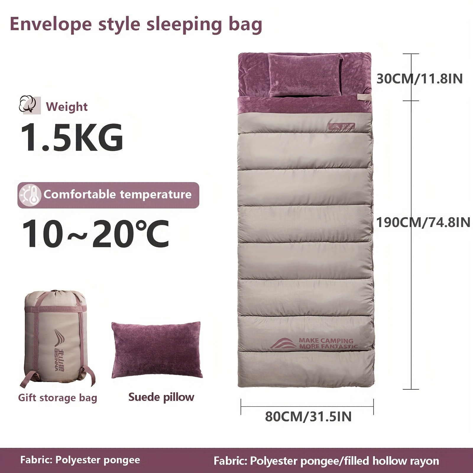 BISINNA Dream Lightweight Sleeping Bag  Portable Rectangular Outdoor Camp Bag