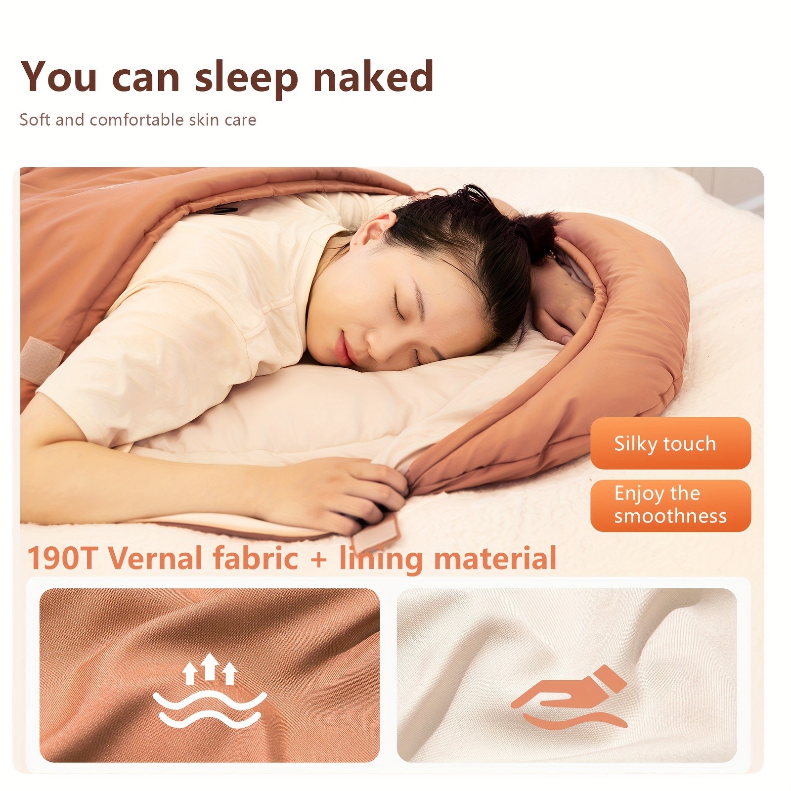 BISINNA Thickened Oval Quilt Sleeping Bag  Warm Synthetic Fiber Outdoor Camping Bag with Hood