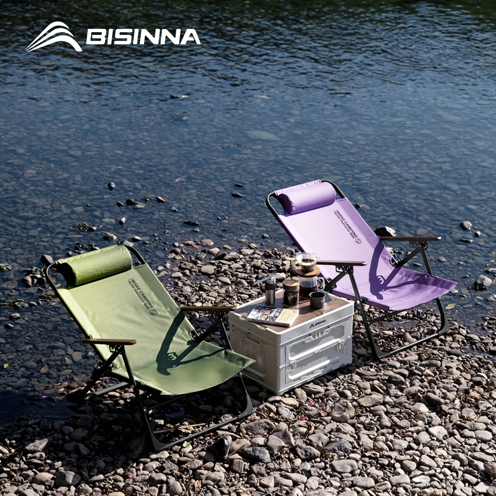 BISINNA Adjustable Reclining Lounge Chair Foldable High-Back Outdoor Seat with Cushioned Comfort