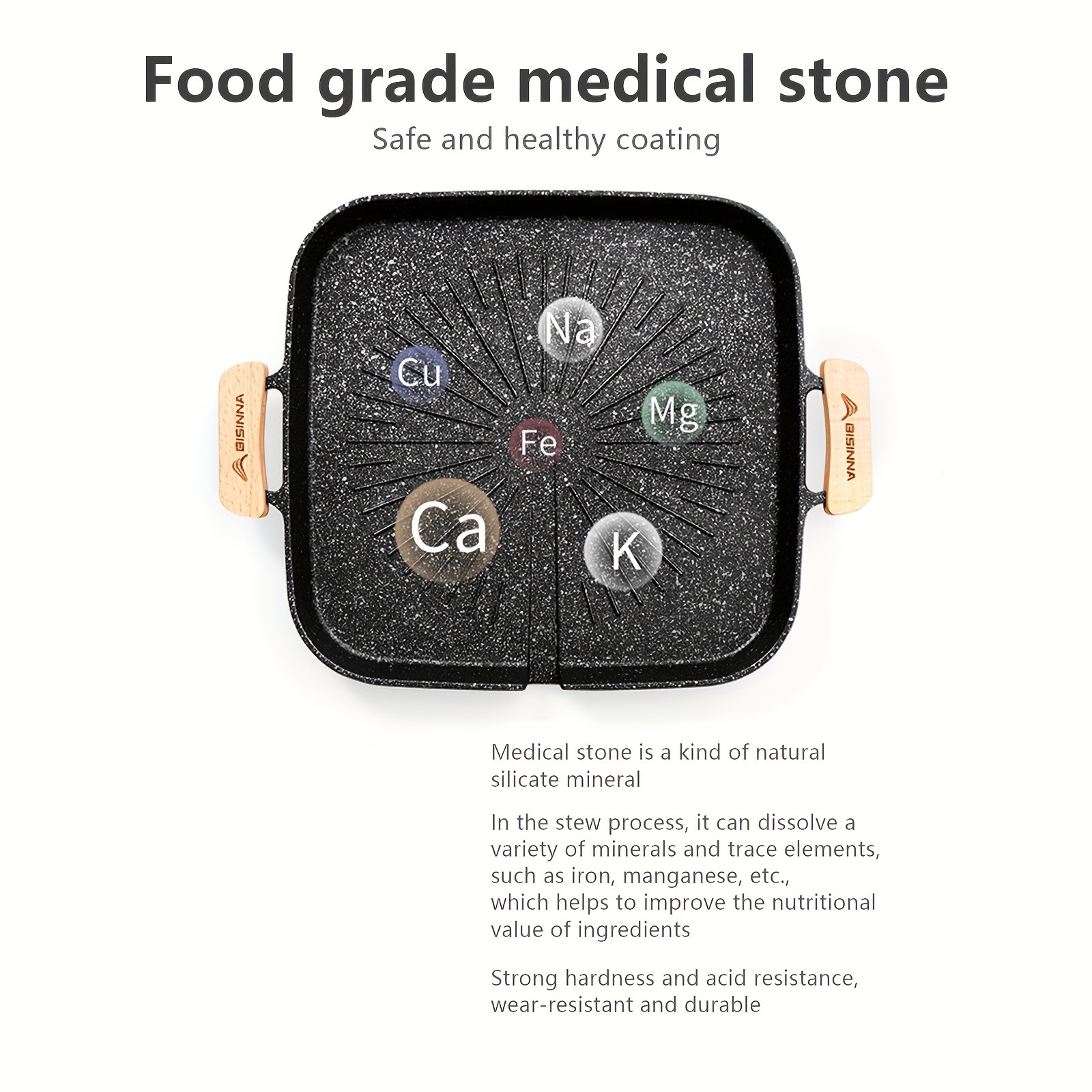 BISINNA Large Square Camping Frying Pan  Durable Aluminum Outdoor Cookware