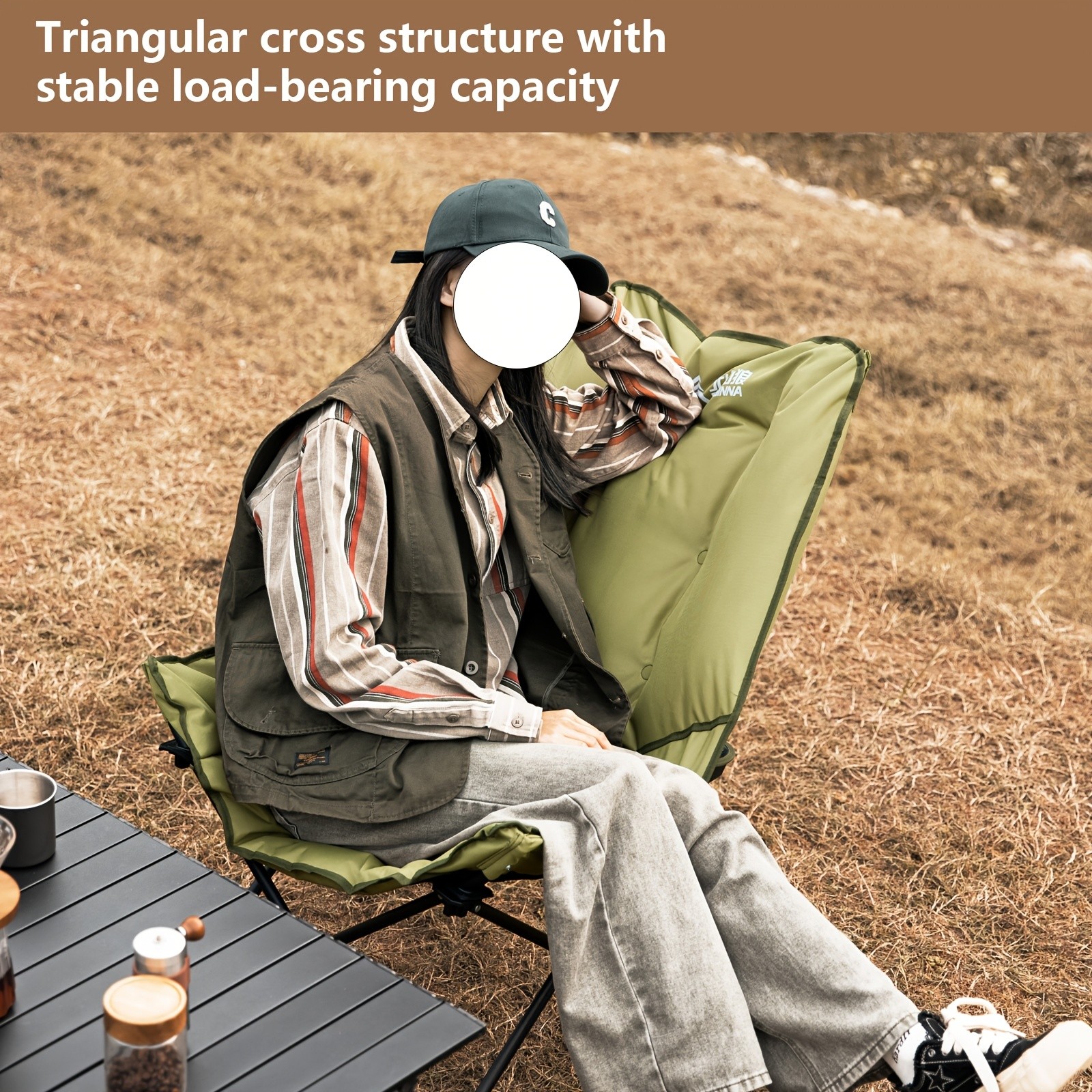 BISINNA Foldable High-Back Recliner  Cushioned Iron Alloy Outdoor Chair