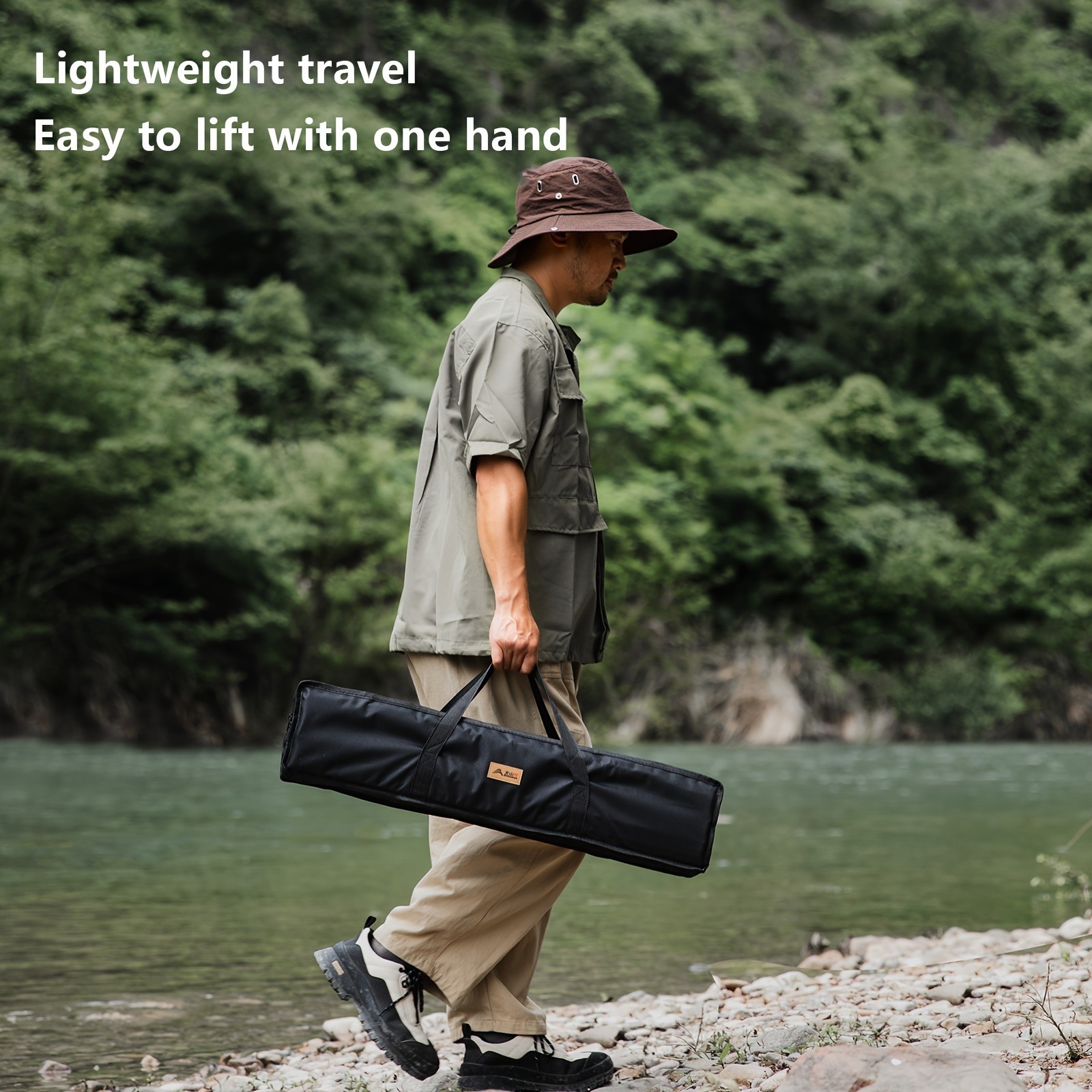 BISINNA Adjustable Aluminum Folding Table  Minimalist Rollable Outdoor Camp Table (Brown)