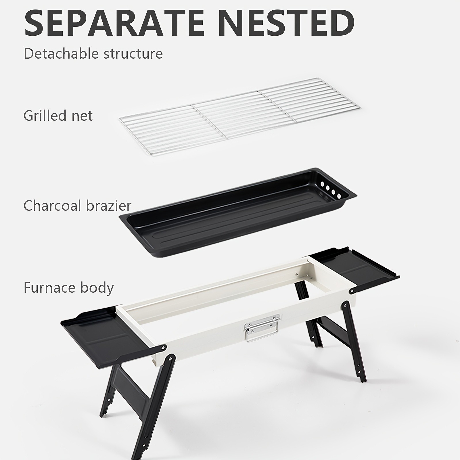 BISINNA Portable Charcoal BBQ Grill  Foldable Tabletop Outdoor Camping Barbecue