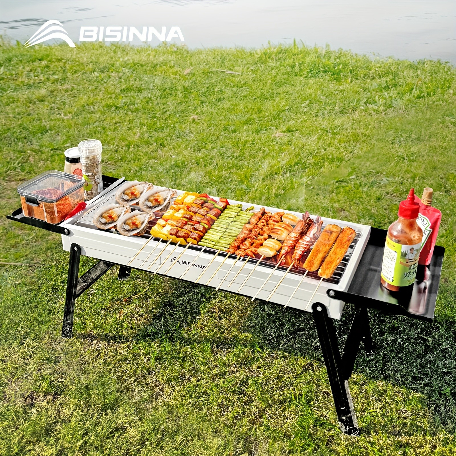 BISINNA Portable Charcoal BBQ Grill  Foldable Tabletop Outdoor Camping Barbecue