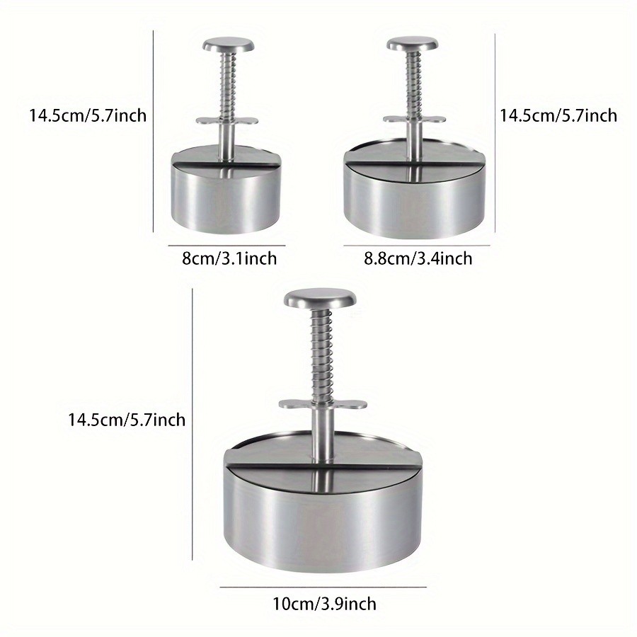 WIEZ Stainless Steel Home Burger Press  Heavy-Duty Round Meat Press for Perfect Patty Making