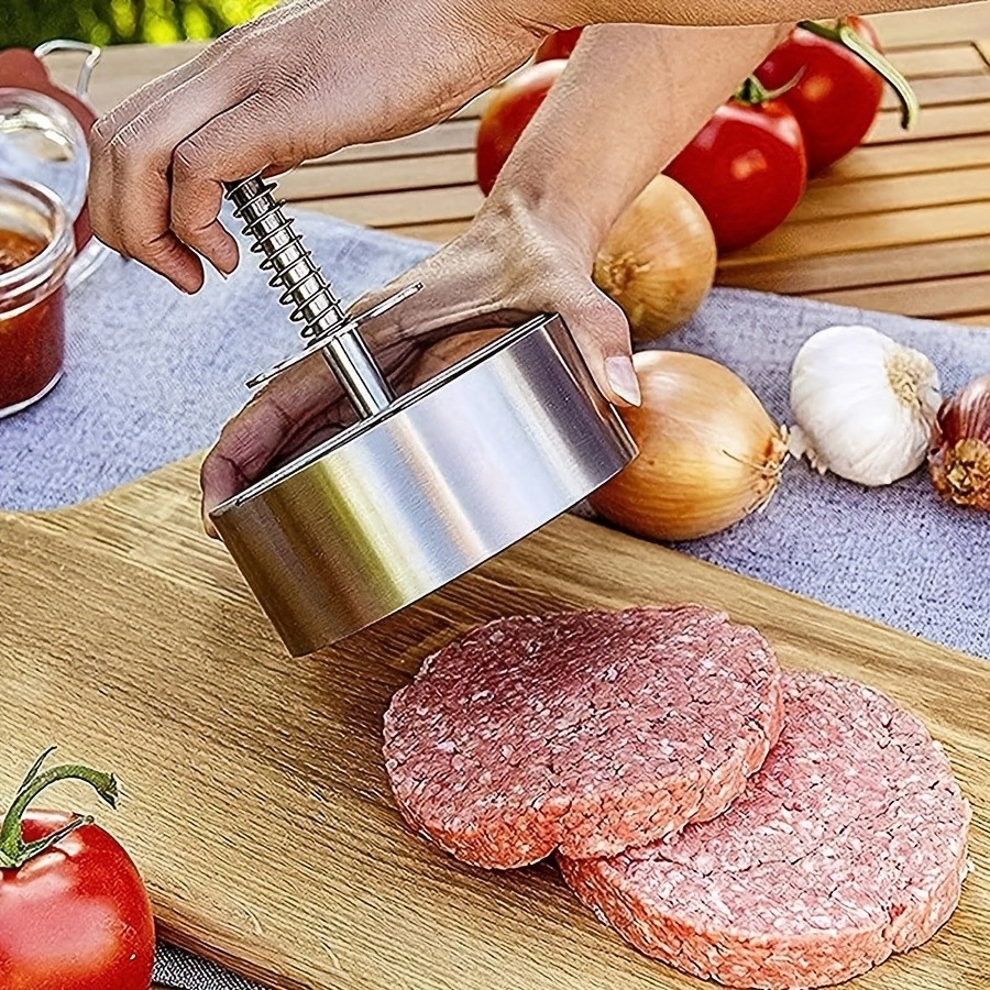WIEZ Stainless Steel Home Burger Press  Heavy-Duty Round Meat Press for Perfect Patty Making