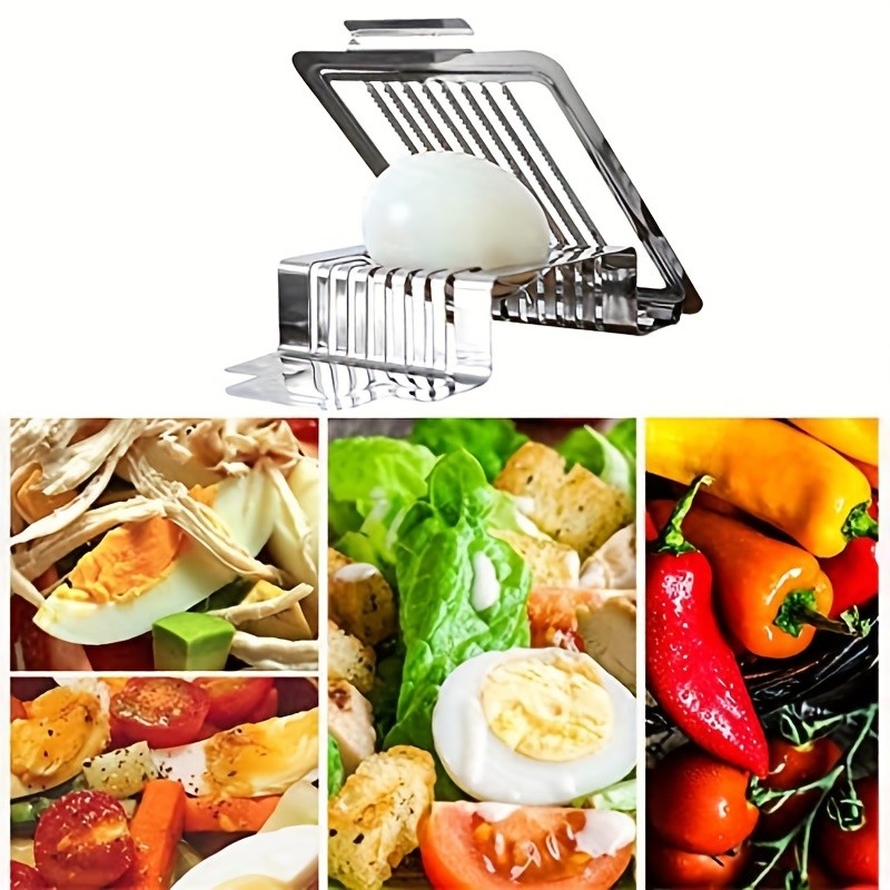 WIEZ Stainless Steel Egg Slicer & Cutter Precision Hard-Boiled Egg and Fruit Slicing Tool for Everyday Kitchen Use