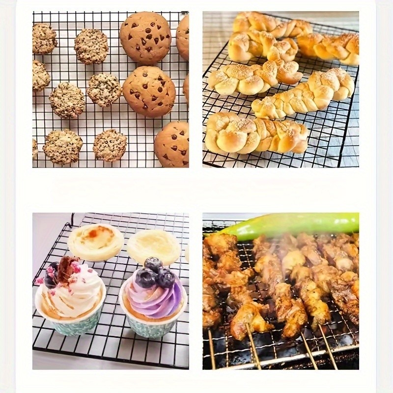 WIEZ Foldable Stainless Steel Cooling Rack  Space-Saving Black Rack for Baking, Grilling & Outdoor Cooking