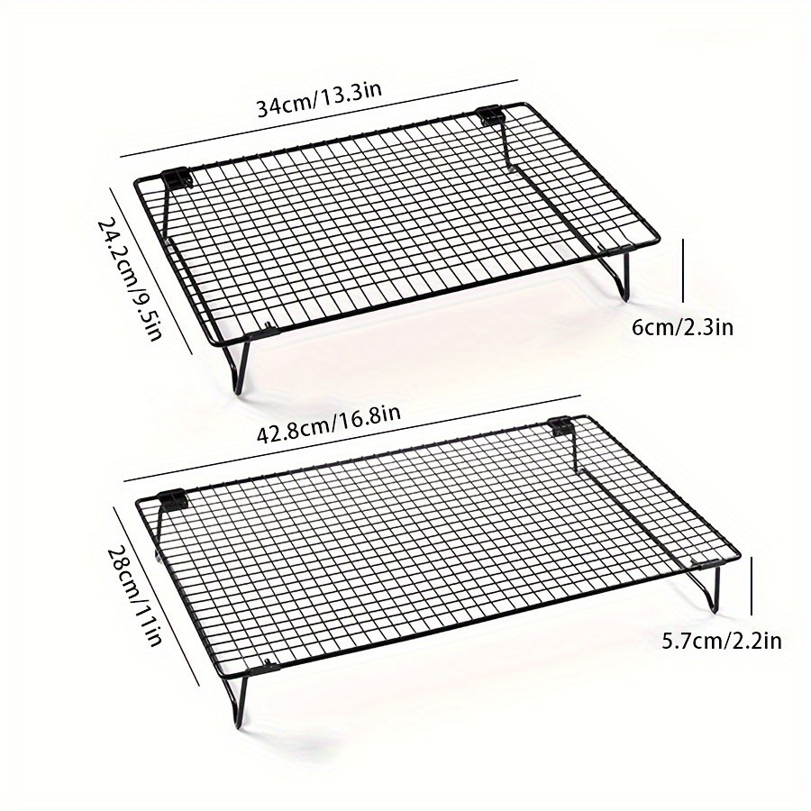 WIEZ Foldable Stainless Steel Cooling Rack  Space-Saving Black Rack for Baking, Grilling & Outdoor Cooking