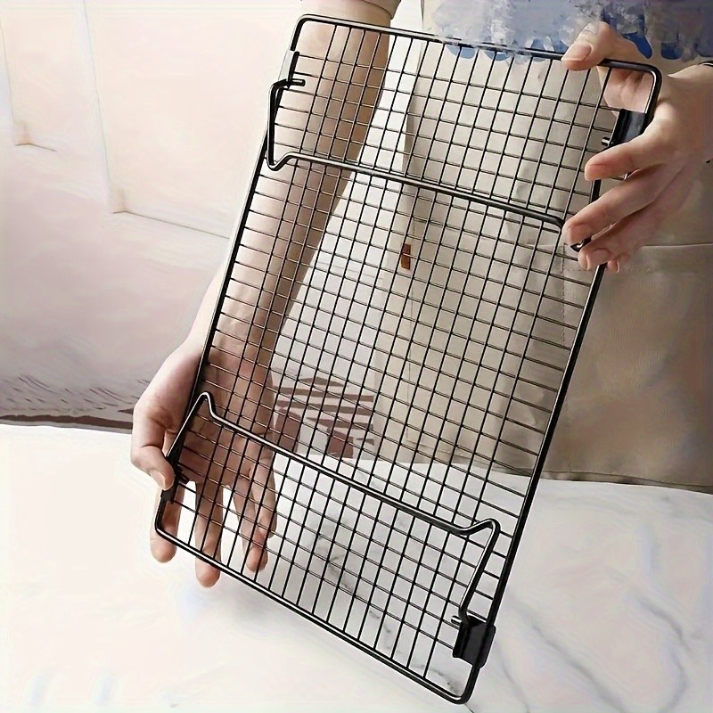 WIEZ Foldable Stainless Steel Cooling Rack  Space-Saving Black Rack for Baking, Grilling & Outdoor Cooking