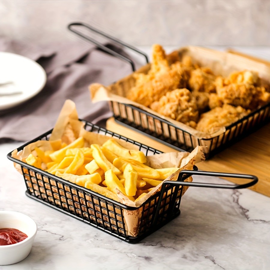 WIEZ Stainless Steel Snack & Fryer Basket  Multi-Purpose Mesh Holder for Serving, Straining & Baking