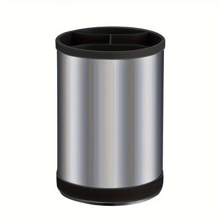 WIEZ Rotating Stainless Steel Utensil Holder  360 Cutlery & Tool Organiser with Drainage and Dividers