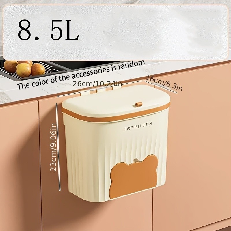 WIEZ Wall-Mounted Odor-Blocking Trash Can  Compact Rectangular Waste Bin with Removable Bag Storage Box