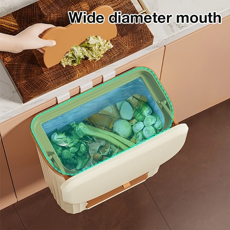 WIEZ Wall-Mounted Odor-Blocking Trash Can  Compact Rectangular Waste Bin with Removable Bag Storage Box