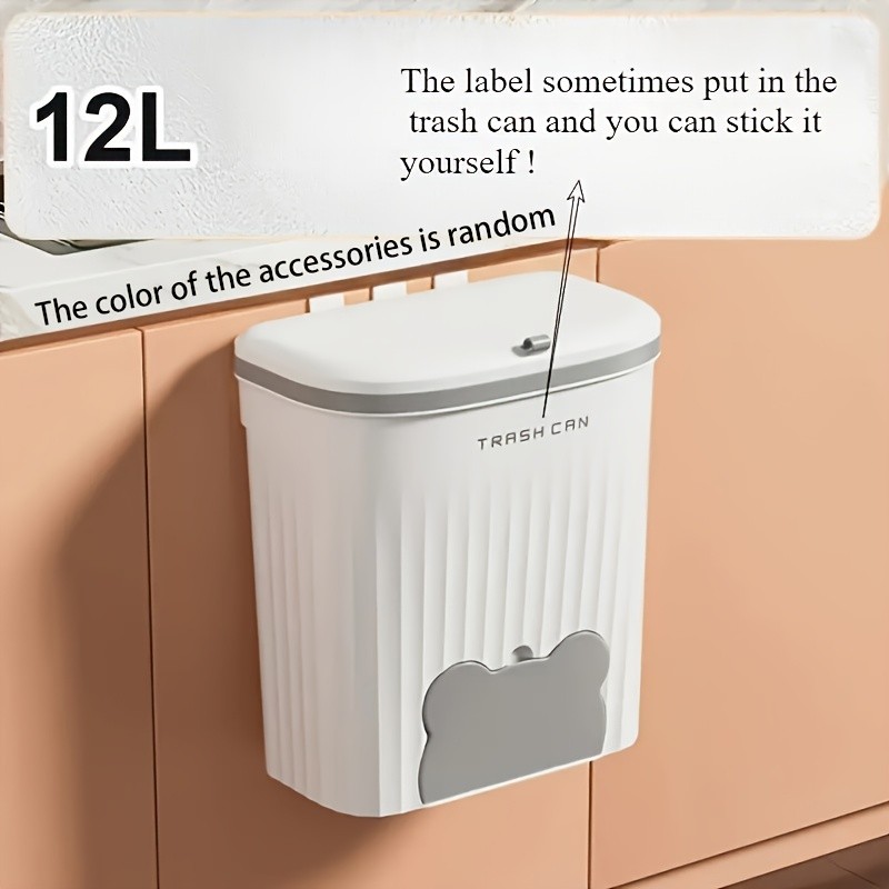 WIEZ Wall-Mounted Odor-Blocking Trash Can  Compact Rectangular Waste Bin with Removable Bag Storage Box