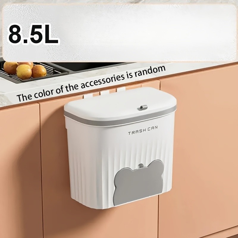 WIEZ Wall-Mounted Odor-Blocking Trash Can  Compact Rectangular Waste Bin with Removable Bag Storage Box