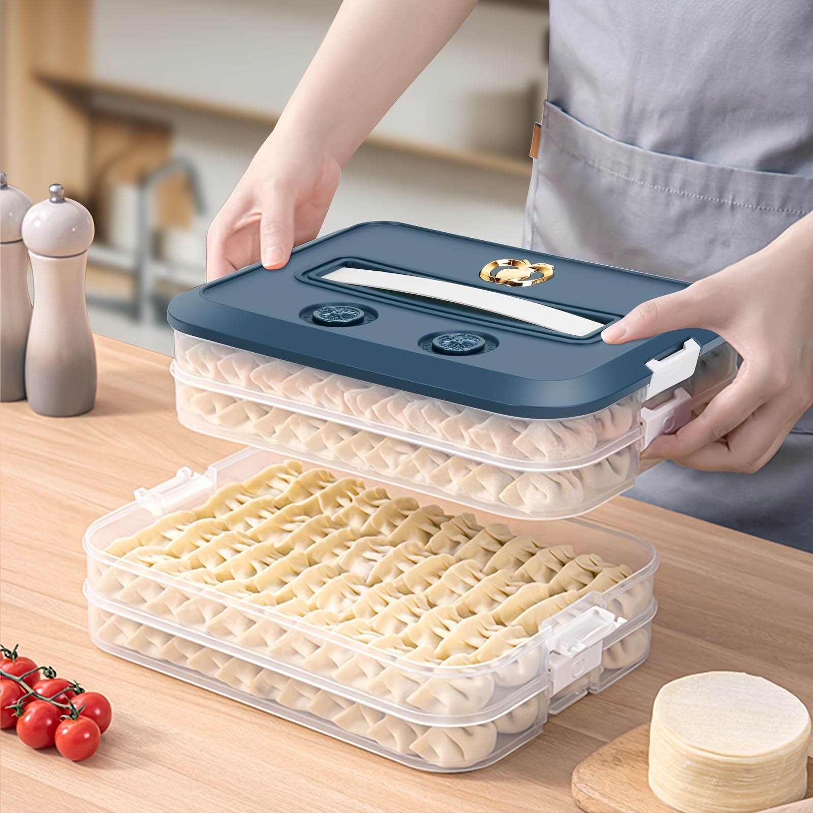 WIEZ 4-Piece Stackable Food Storage Container Set  Airtight Freezer-Safe Organisers with 4-Layer Design