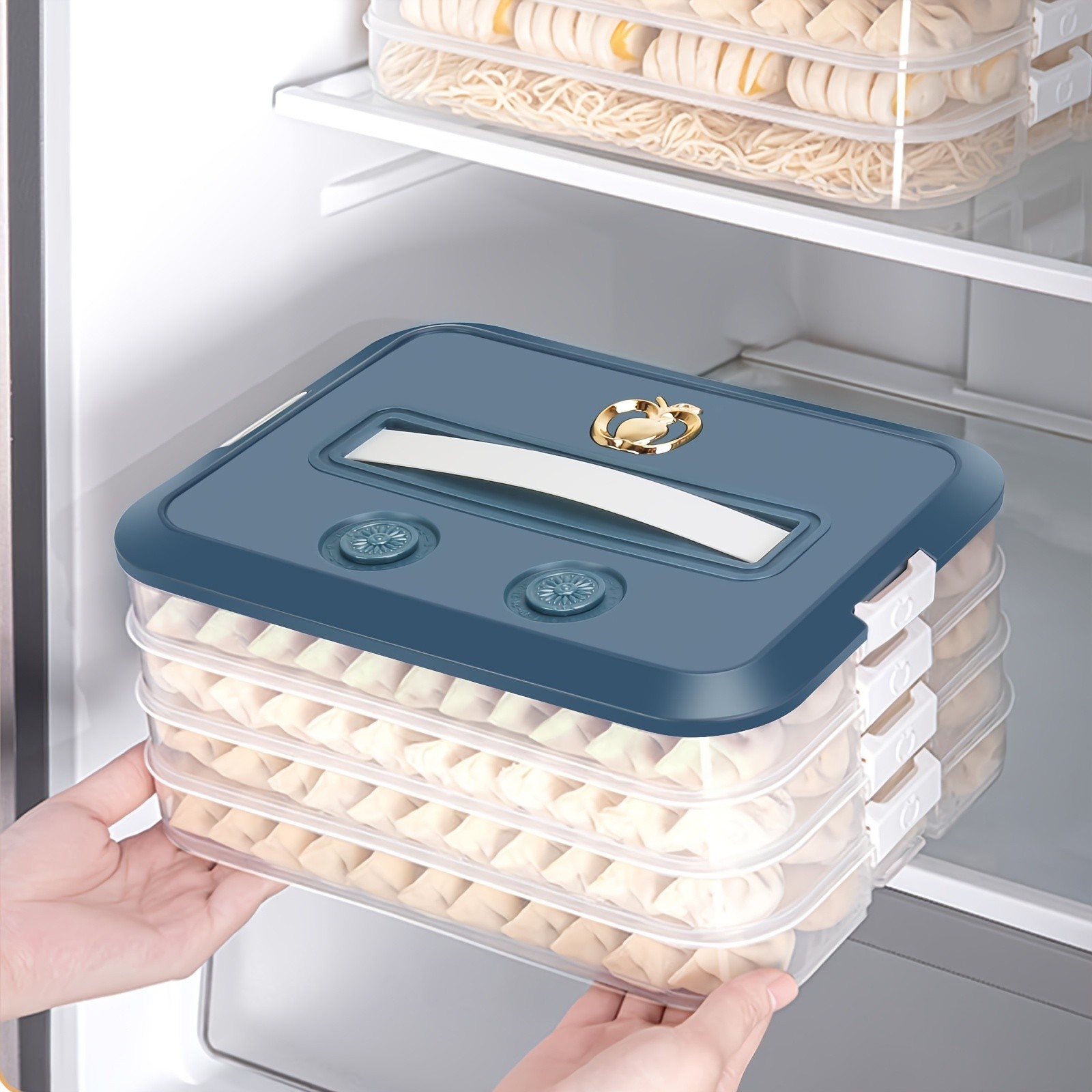 WIEZ 4-Piece Stackable Food Storage Container Set  Airtight Freezer-Safe Organisers with 4-Layer Design