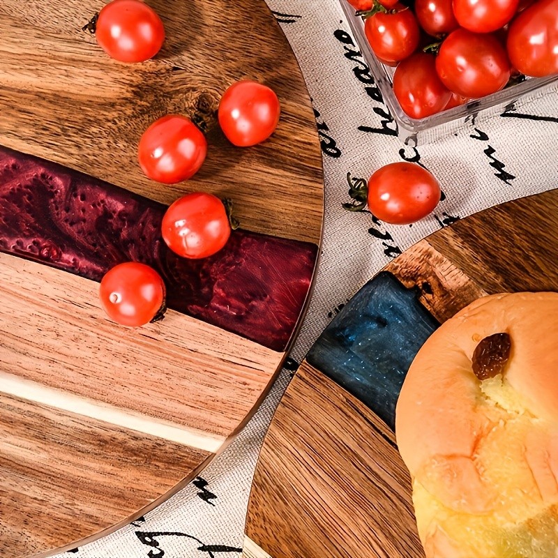 WIEZ Acacia Wood Round Cutting Board  Natural Food-Safe Serving & Grilling Tray for Home and Restaurant Use