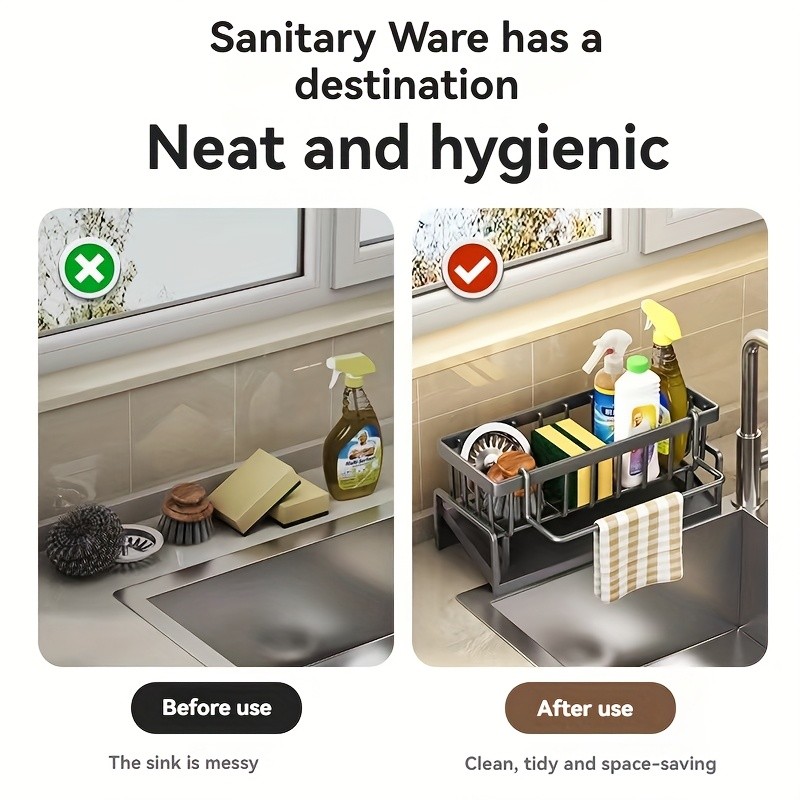 WIEZ Multifunctional Plastic Kitchen Storage Box  Durable Space-Saving Organizer for Sponges, Cloths & Cleaning Supplies