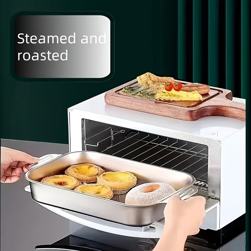 WIEZ Heavy-Duty 410 Stainless Steel Baking Tray Set  Non-Stick Rectangular Oven Trays with Lids for Bread, Desserts & BBQ