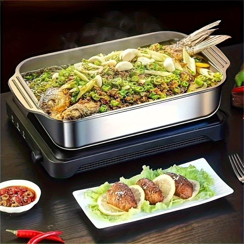 WIEZ Heavy-Duty 410 Stainless Steel Baking Tray Set  Non-Stick Rectangular Oven Trays with Lids for Bread, Desserts & BBQ