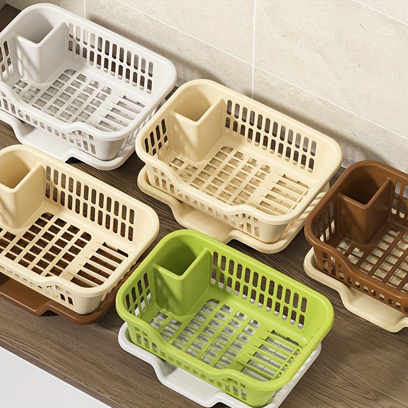 WIEZ Plastic Dish Rack Cabinet  Space-Saving Drainage Organizer for Bowls, Cups, Plates & Utensils
