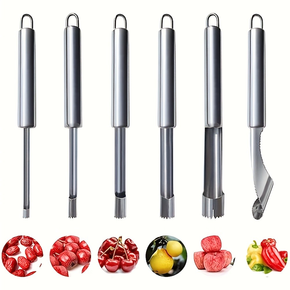 WIEZ 6-Piece Stainless Steel Fruit & Vegetable Corer Set Durable Multi-Tool Kit for Apples, Pears & Peppers