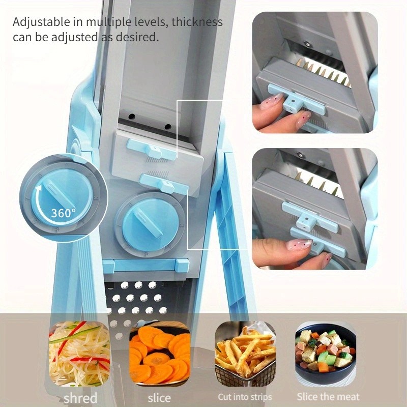 WIEZ 5-in-1 Manual Vegetable Chopper & Adjustable Slicer  Stainless Steel Blade Prep Tool for Fast Daily Cooking