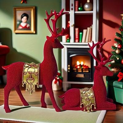NLDD Exquisite Deer Resin Craft Set Elegant Decorative Pair for Home & Office