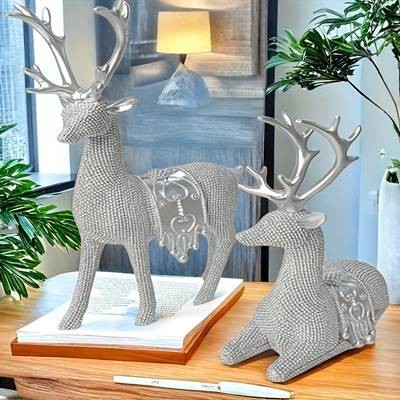 NLDD Exquisite Deer Resin Craft Set Elegant Decorative Pair for Home & Office