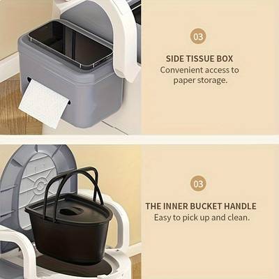 PMMJ Portable Bedside Commode Toilet  Stable, Comfortable & Easy-Clean