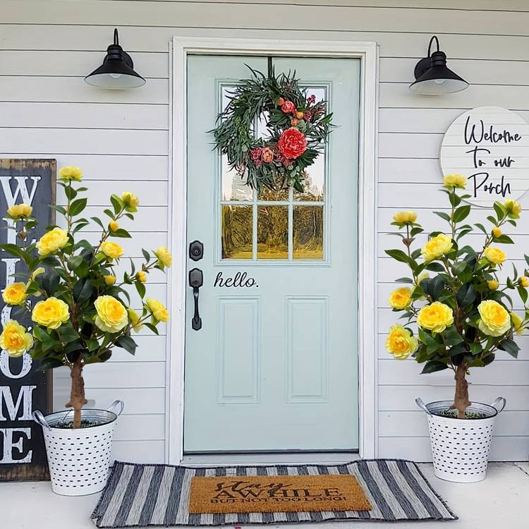 PMMJ 36-inch Artificial Camellia Floor Plant  Lush, Colorful & All-Season Decorative Greenery