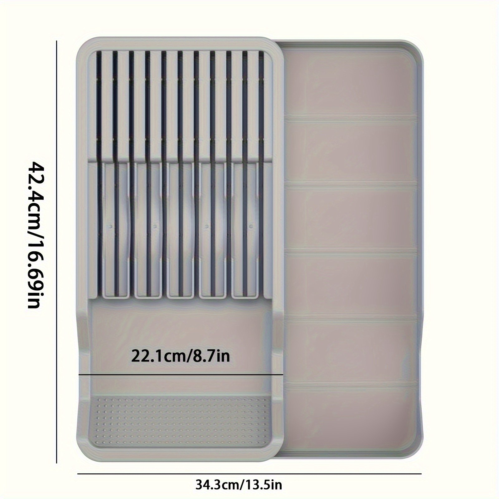 WIEZ Expandable Knife Holder for Drawers  Plastic Multi-Tool Storage Tray for Up to 11 Kitchen Tools