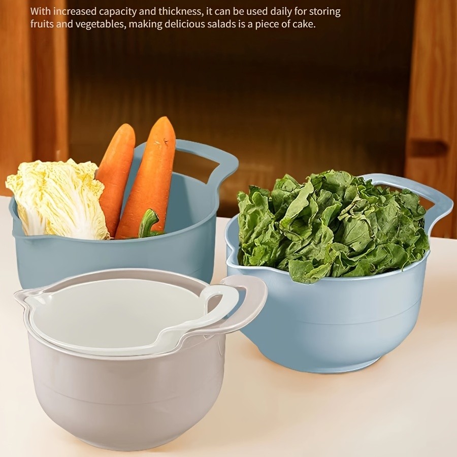 WIEZ 4-Piece Plastic Mixing Bowl Set  Non-Slip Multipurpose Prep Bowls for Salads, BBQ, Fruits & Veggies