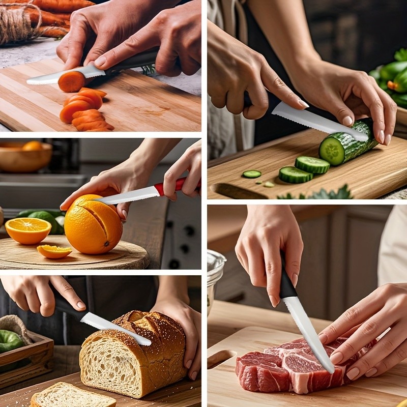 WIEZ 2-Piece Serrated Steak & Multi-Purpose Knife Set Durable Breakfast, Dessert & Vegetable Cutting Tools