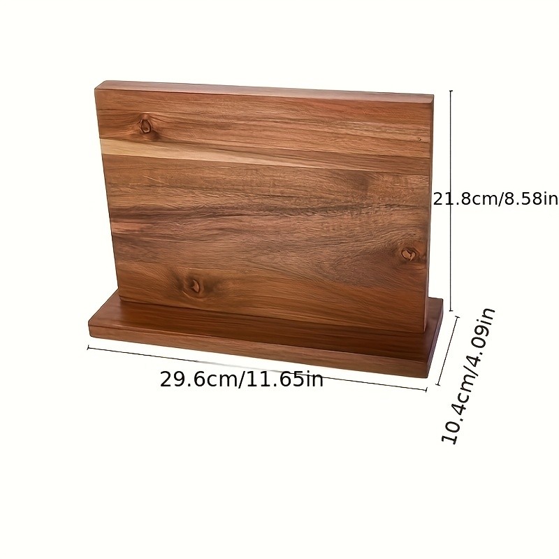 WIEZ Double-Sided Magnetic Acacia Knife Block  Enhanced Magnetic Strip Countertop Organizer for Safe, Space-Saving Storage