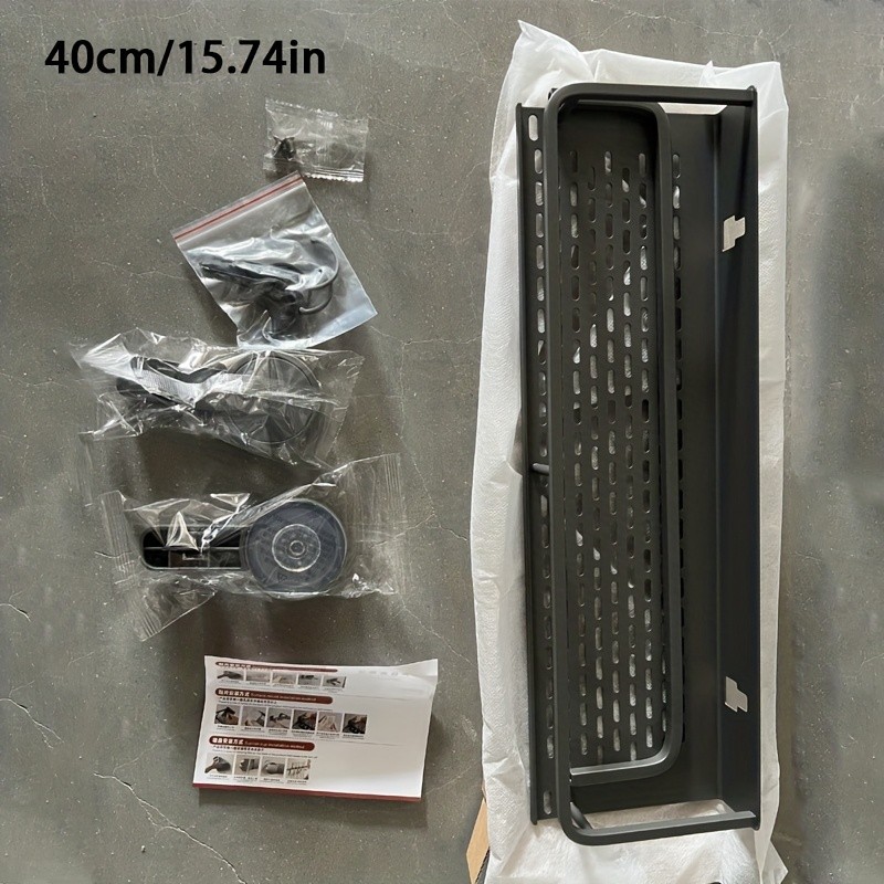 WIEZ Wall-Mounted Polished Aluminum Storage Rack  Space-Saving Multi-Functional Shelf with Drainage Holes