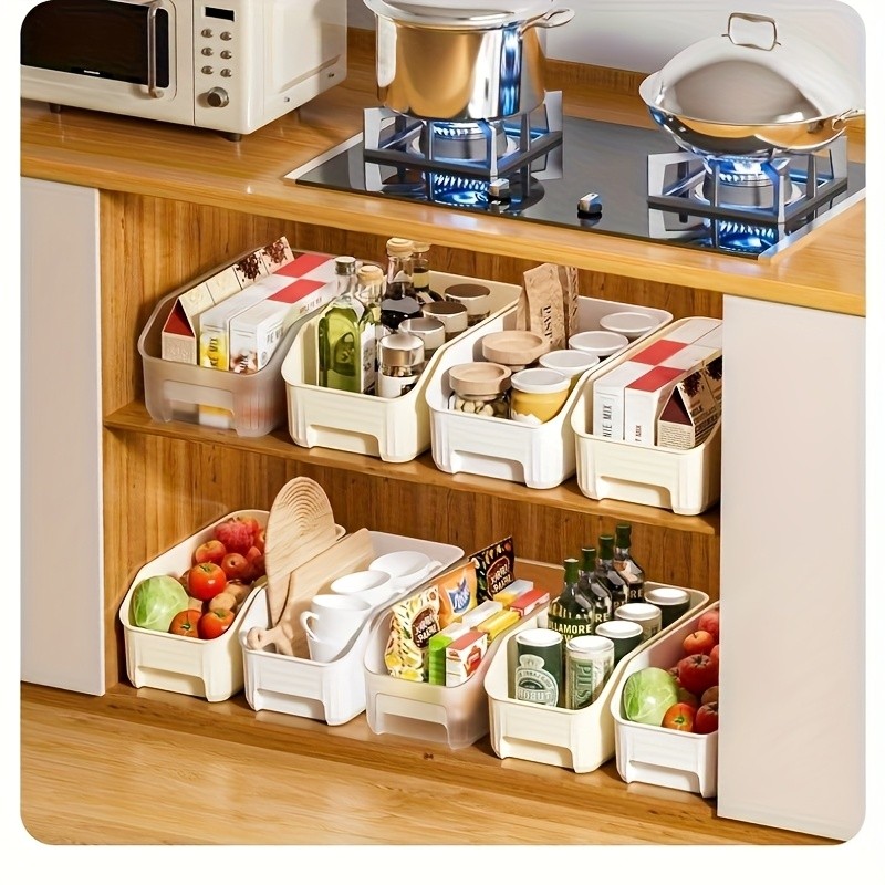 WIEZ 2-Piece Multi-Functional Plastic Storage Box Set  Curved Organiser Baskets for Cleaning Products & Household Essentials