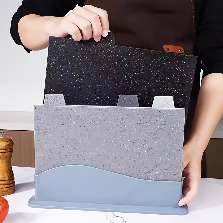 WIEZ 4-Piece Plastic Cutting Board Set  Classified Chopping Boards with ABS Base for Fruit, Meat & Everyday Food Prep