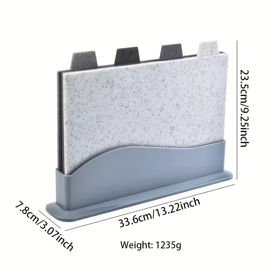 WIEZ 4-Piece Plastic Cutting Board Set  Classified Chopping Boards with ABS Base for Fruit, Meat & Everyday Food Prep