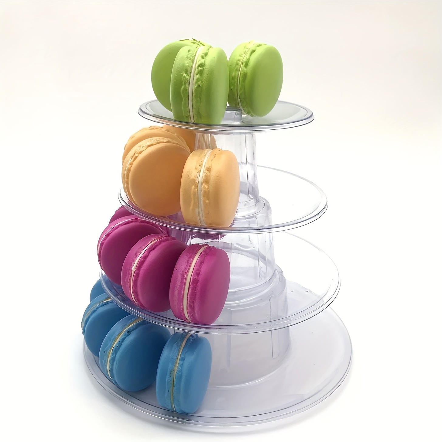 WIEZ Multi-Tier Round Macaron Display Tower  Clear ABS Cake Stand for Weddings, Birthdays & Dessert Showcases