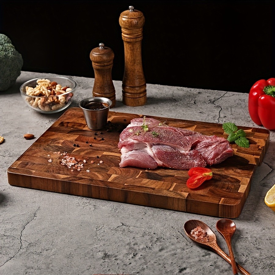 WIEZ Large Acacia Wood Cutting Board  Premium Double-Sided Butcher Board for Meat, Vegetables & Fruit Prep