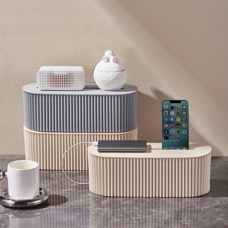 LDQ Cable Storage Box with Lid  High-Capacity Cord Organizer for Space-Saving Home & Office Desktop Management