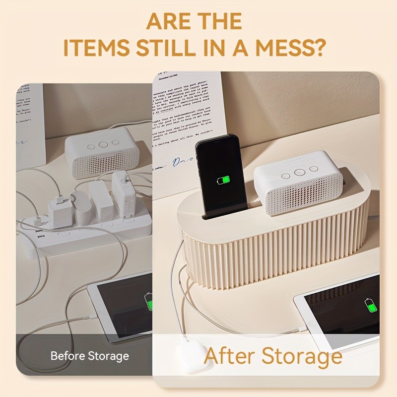 LDQ Cable Storage Box with Lid  High-Capacity Cord Organizer for Space-Saving Home & Office Desktop Management