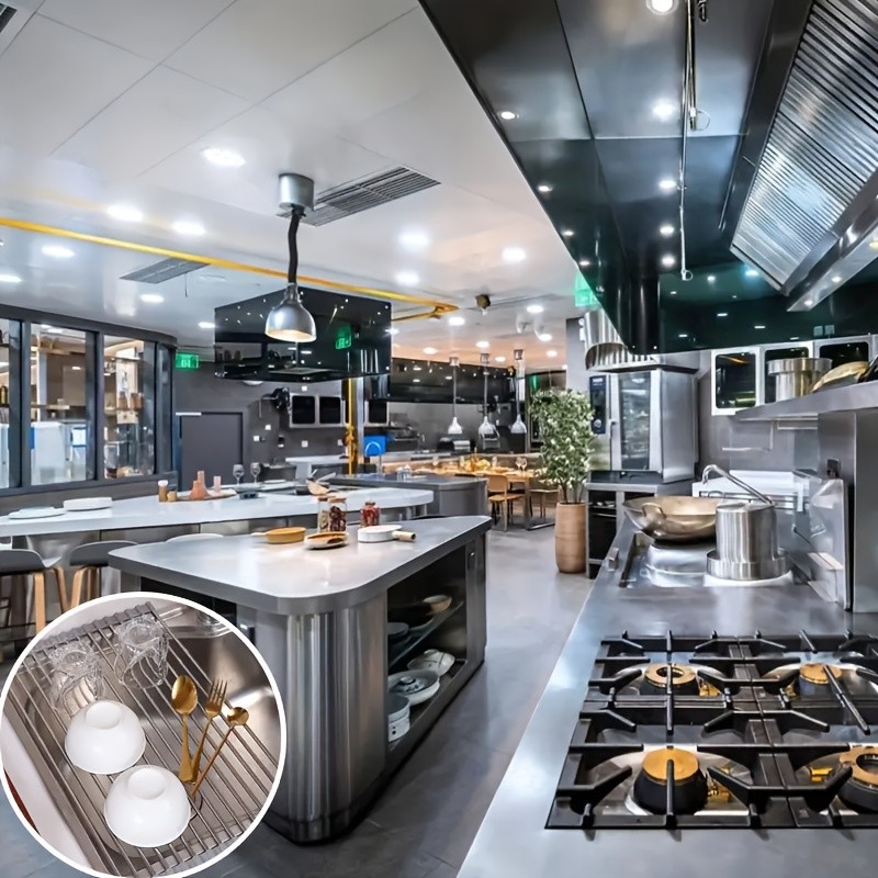 LDQ Deluxe Roll-Up Stainless Steel Dish Drying Rack  Space-Saving Over-the-Sink Organizer with Sleek Metallic Finish