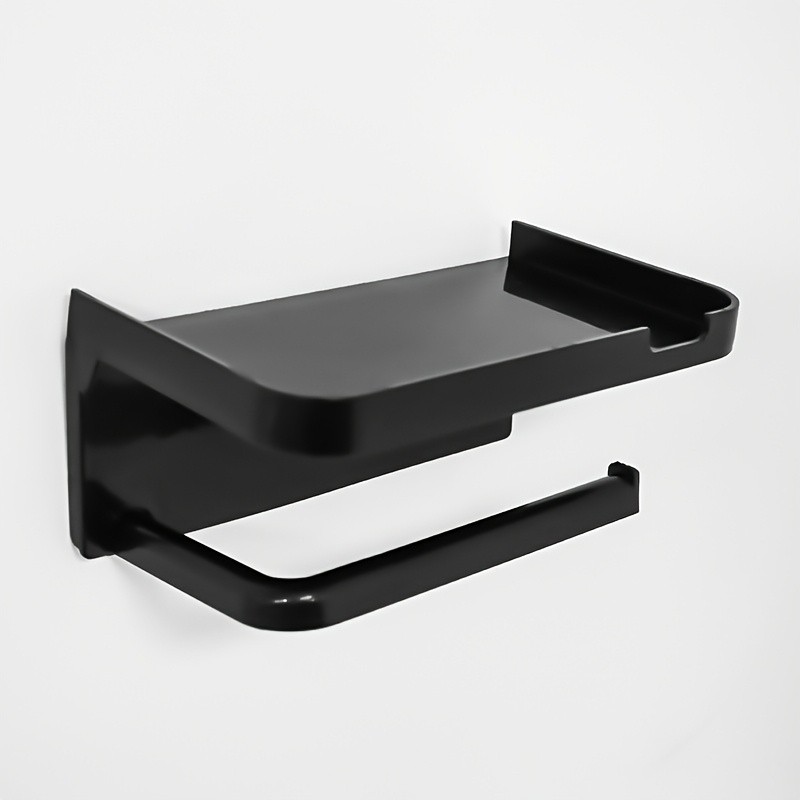 LDQ Luxury Self-Adhesive Wall-Mounted Tissue Holder  Modern Space-Saving Bathroom Rack with Built-In Storage Shelf