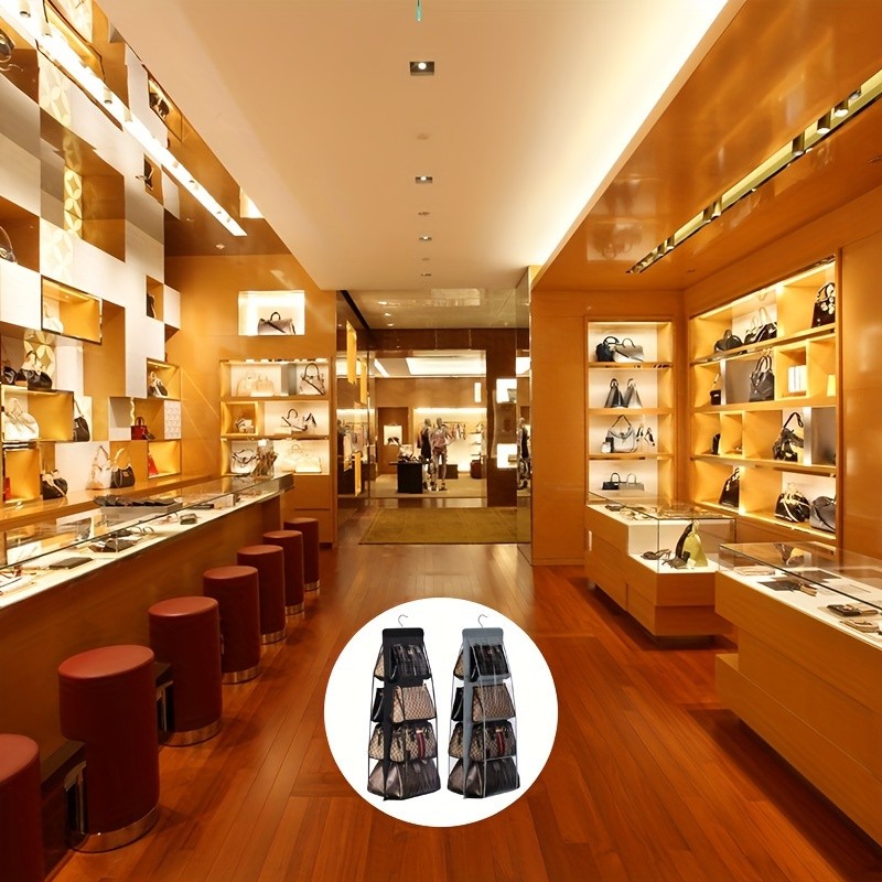 LDQ Multi-Layer Handbag Organizer with 8 Pockets  Foldable Oxford Cloth Hanging Rack for Purses & Accessories