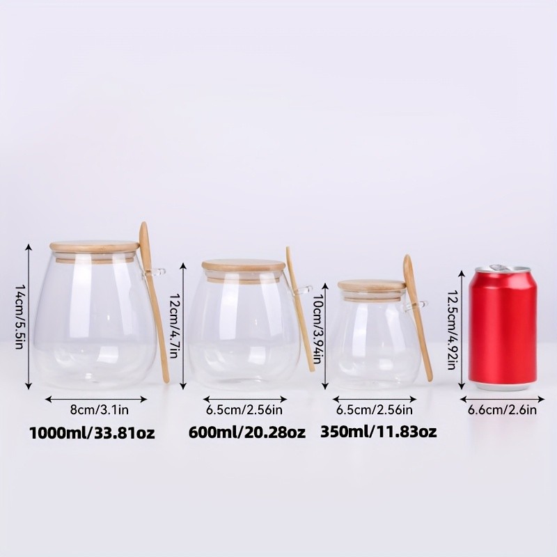 LDQ Airtight Glass Storage Jar with Spoon  Premium Jar Set for Coffee, Sugar, Tea, Salt, Candy & Spices