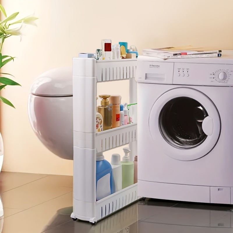 LDQ 3-Layer Super Narrow Refrigerator Gap Organizer  Free-Standing Slim Trolley Cart for Kitchen, Bathroom & Living Room Storage